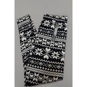Leggings Depot‎ Extra Plus Black White Snowflake Fair Isle Print Leggings S632W
